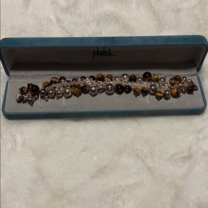 Paola Valentini sterling tigers eye charm bracelet